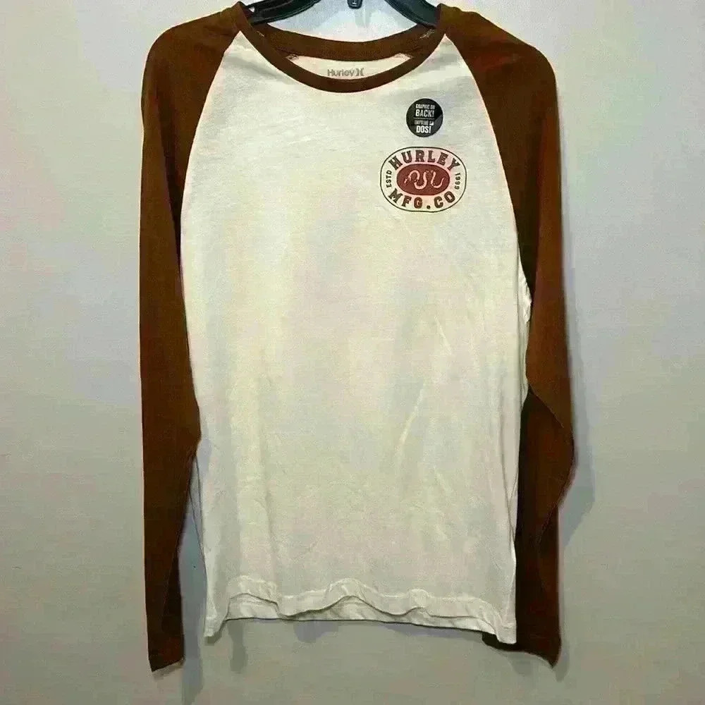 Hurley NWT Barely Bone Long Sleeve Rattler Jersey Raglan Mens Size Small
